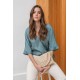 Blouse satinée esprit kimono coloris lagon