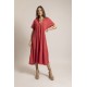 Robe longue fluide coloris framboise