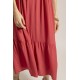 Robe longue fluide coloris framboise