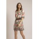 Robe babydoll imprimé fleuri noir et rouge