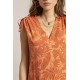 Robe longue imprimé ton sur ton orange