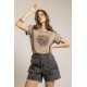 Short en denim noir effet cargo