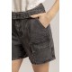 Short en denim noir effet cargo