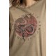 T-shirt 100% coton responsable taupe print serpent
