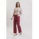 Pantalon large coloris carmin