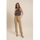 Top mit Halfterausschnitt in Blau und Bronze