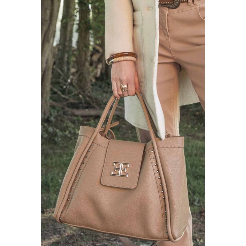 Sac cabas simili cuir beige