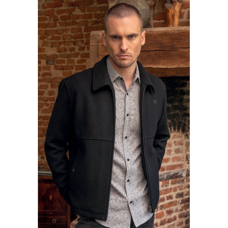 Blouson en drap de laine noir