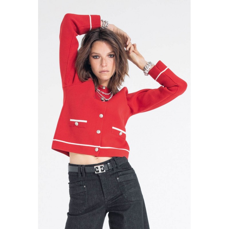 Gilet inspiration couture rouge et écru