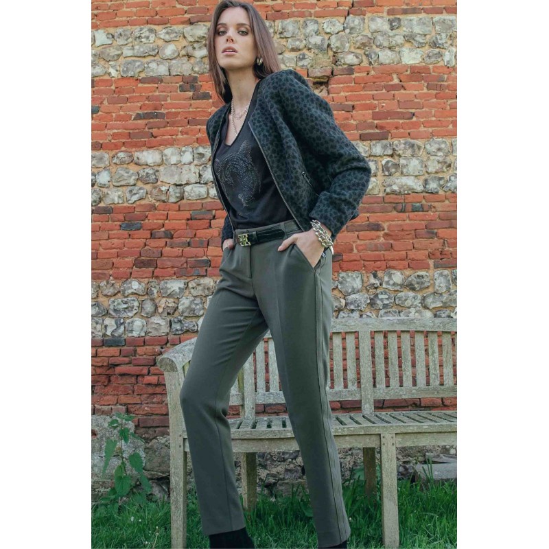 Pantalon cigarette kaki