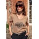 Tee-shirt à strass avec message léopard