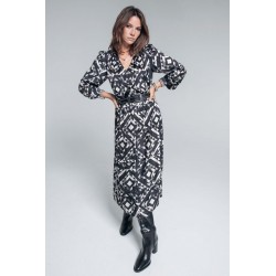 Off white and black graphic print maxi dress
