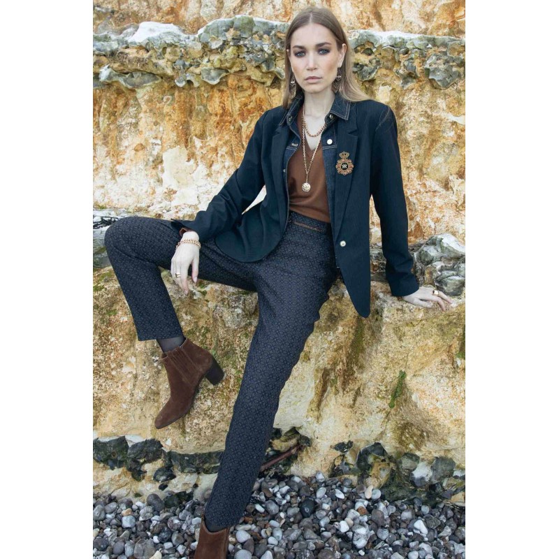 Pantalon cigarette motif jacquard