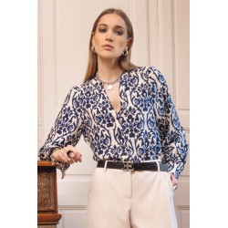 Azure blue pattern blouse