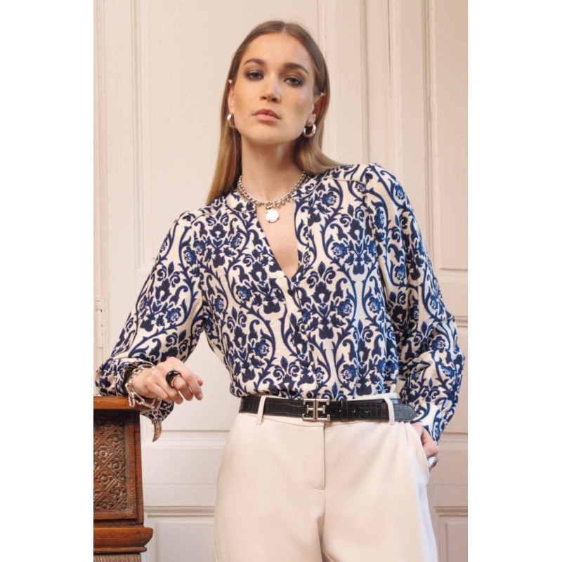 Blouse à motif bleu azur