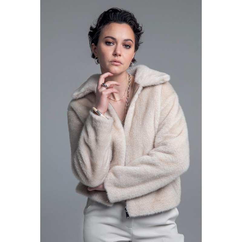 Blouson réversible beige