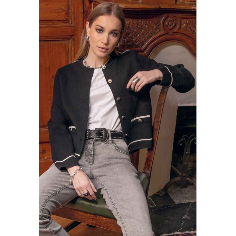 Gilet inspiration couture noir et écru