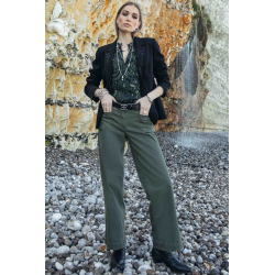Wide-leg khaki trousers