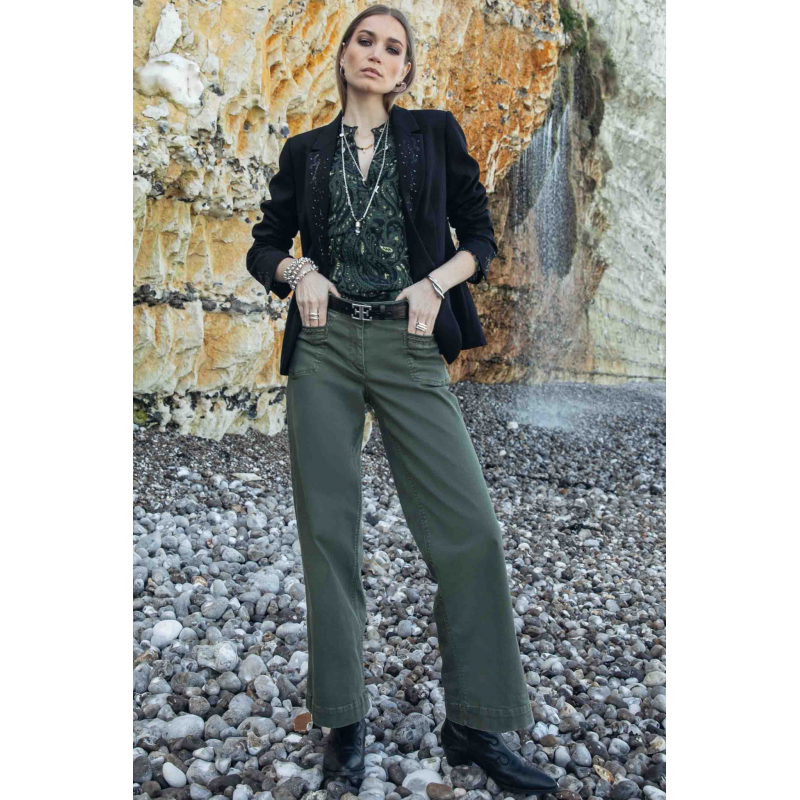 Pantalon large kaki