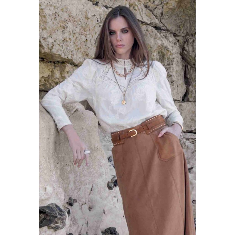 Blouse inspiration victorienne écrue