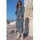 Robe longue imprimé Ikat bleu et kaki