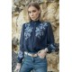 Blouse à motif floral bleu