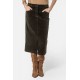 Jupe midi en velours kaki