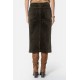Jupe midi en velours kaki