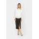 Jupe midi en velours kaki