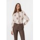 Chemise esprit jabot et imprimé choco