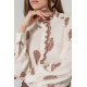 Chemise esprit jabot et imprimé choco