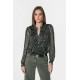 Blouse ajourée kaki et noir