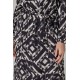 Robe longue imprimé graphique écru et noir