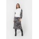 Robe longue imprimé graphique écru et noir