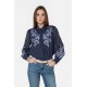 Blouse à motif floral bleu