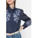 Blouse à motif floral bleu