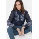 Blouse à motif floral bleu