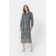Robe longue imprimé Ikat bleu et kaki