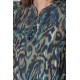 Robe longue imprimé Ikat bleu et kaki