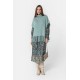 Robe longue imprimé Ikat bleu et kaki