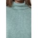 Poncho col roulé frangé vert d'eau