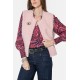 Blouse à motif cachemire bleu et rose