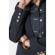 Veste rayé bi-matières navy