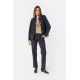 Pantalon bi-matières rayé