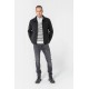 Pull col camionneur rayé gris et navy