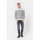 Pull col camionneur rayé gris et navy