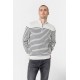 Pull col camionneur rayé gris et navy