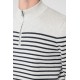 Pull col camionneur rayé gris et navy