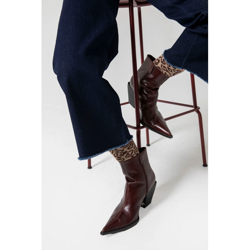 Chaussettes motif léopard beige
