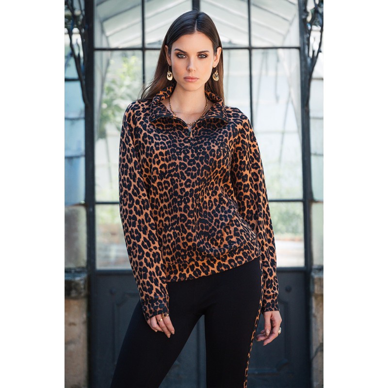 Sweat oversized imprimé léopard